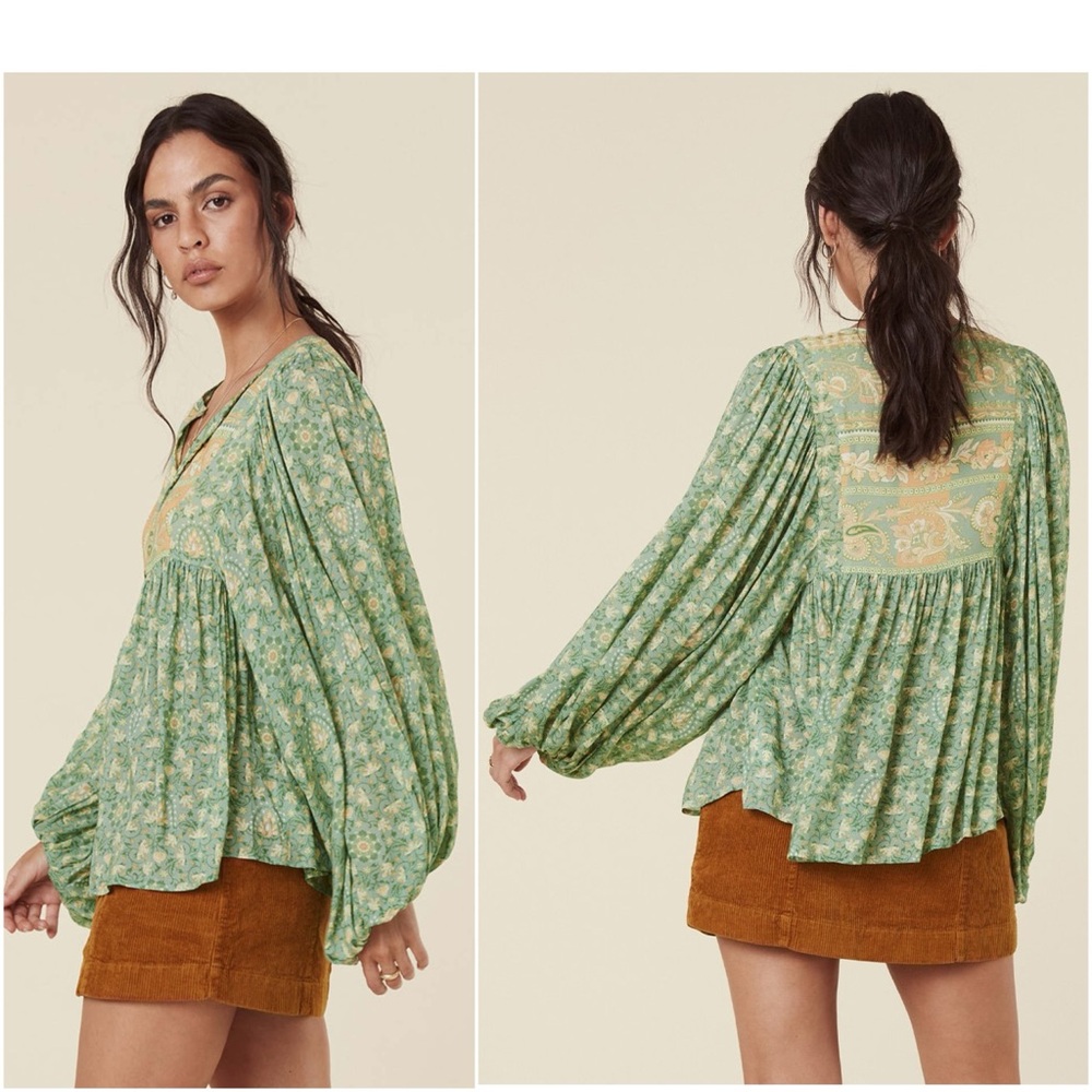 NEW! Spell & the Gypsy Collective Emerald Madame Peacock Boho Blouse
